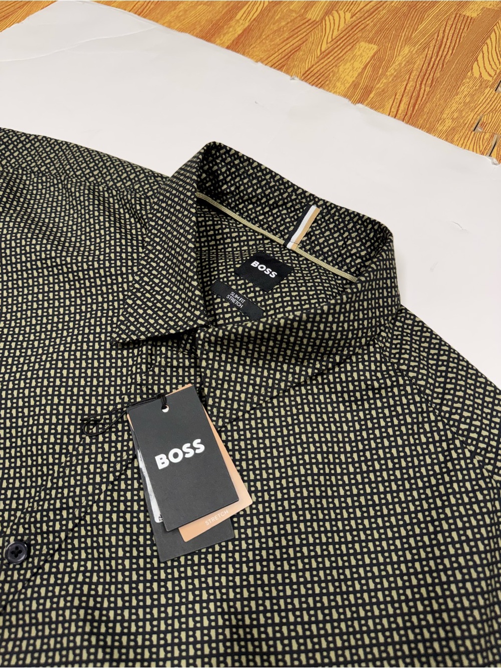 NEW BOSS MEN'S XL ROAN SLIM FIT STRETCH LONG SLEEVE BUTTON UP SHIRT GREEN $198 - Picture 2 of 12